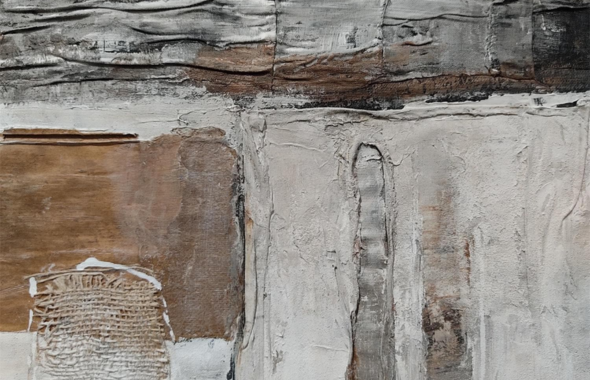 Earth tones D6 est une peinture minimaliste abstraite représentant les couleurs de la Terre